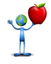 Earth Humanoid Holding Apple Royalty Free Stock Photo