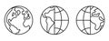 Earth icon. Earth globe linear sign. Set of abstract drawing earth globe icons Royalty Free Stock Photo