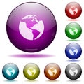 Earth icon in glass sphere buttons Royalty Free Stock Photo