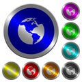 Earth luminous coin-like round color buttons