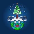 Earth illustrations again celebrate christmas Royalty Free Stock Photo