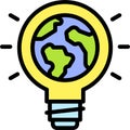 Earth inside Light Bulb icon, Earth Day related vector Royalty Free Stock Photo