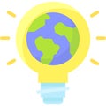 Earth inside Light Bulb icon, Earth Day related vector Royalty Free Stock Photo