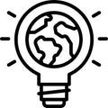 Earth inside Light Bulb icon, Earth Day related vector Royalty Free Stock Photo