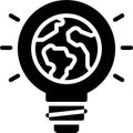 Earth inside Light Bulb icon, Earth Day related vector Royalty Free Stock Photo