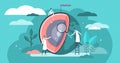 Earth layers vector illustration. Flat tiny globe research persons concept.