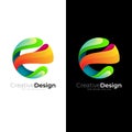 Earth logo with 3d colorful, circle icon template Royalty Free Stock Photo