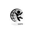 Earth logo and people care design template , globe