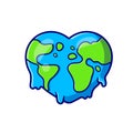 Earth Love Melted Cartoon Vector Icon Illustration