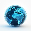 Earth with a luminous blue digital network overlay representing global communication and interconnectedness Royalty Free Stock Photo