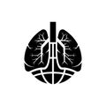 Earth and Lungs logo icon graphic. International pneumonia day.