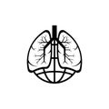 Earth and Lungs logo line icon graphic. International pneumonia day.