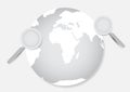 Earth and magnifier with white background Royalty Free Stock Photo