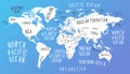 Earth map with the name of the countries Royalty Free Stock Photo