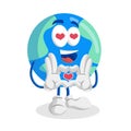 Earth mascot and background in love pose Royalty Free Stock Photo