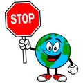 Earth Mascot with Stop Sign