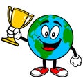 Earth Mascot with Trophy