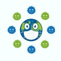 Earth mask coronavirus vector illustration