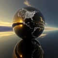 Earth model with reflection on the background