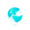 Earth modern globe vector illustration. Simple circle form with abstract blue shapes in trendy flat style