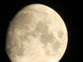 Earth moon glowing in black background at night