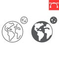 Earth and moon line and glyph icon