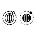 Earth and moon line and glyph icon. Globe vector illustration isolated on white. Planet outline style design, designed Royalty Free Stock Photo