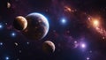 earth and moon Planets and galaxy, cosmos, physical cosmology, science fiction wallpaper. Beauty of deep space. Royalty Free Stock Photo