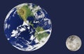 Earth and Moon, relative sizes