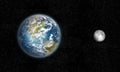 Earth and Moon from space in daylight Royalty Free Stock Photo