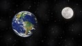 Earth, Moon and Stars in Outer Space Royalty Free Stock Photo