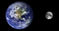 Earth and Moon System view from space. Elements of this picture furnished by NASA Royalty Free Stock Photo