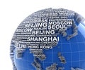 Earth with names of major cities in the world Royalty Free Stock Photo