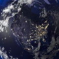 Earth night view from space 3d rendering. Royalty Free Stock Photo