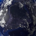 Earth night view from space 3d rendering. Royalty Free Stock Photo