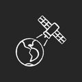 Earth observation process chalk white icon on dark background