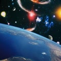 Earth orbit. Universe. Abstract science backgrounds. NASA imagery used Royalty Free Stock Photo