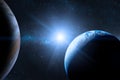 Earth in the outer space with beautiful planet. Royalty Free Stock Photo