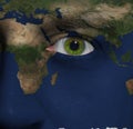 Earth painted on face with green eye Royalty Free Stock Photo