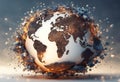 Earth particles destroying by the pollution Generative AI