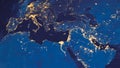 Earth photo at night, World map. Satellite photo. City Lights of Europe. Elements of this image furnished by NASA