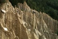 Earth piramides with capstones near Bruneck in the Italian Dolomites Royalty Free Stock Photo