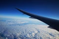 Earth and plane wing view from an illuminator Royalty Free Stock Photo