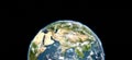 Earth planet on black background high resolution 3D rendering Royalty Free Stock Photo