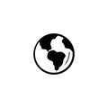 Earth planet in black color isolated on white. Hand drawn vector sketch illustration in doodle simple cartoon style. Happy Earth Royalty Free Stock Photo