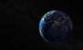 Earth planet with city lights in the dark side - Maps from Nasa Royalty Free Stock Photo