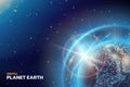 Earth Planet. Digital World. Global Space Technology Connect With Globe Map. Internet Connection. Future Network