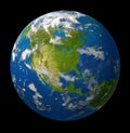 Earth planet featuring North america on black Royalty Free Stock Photo