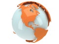 Earth planet globe. 3D render. America view. Royalty Free Stock Photo