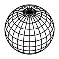 Earth planet globe grid of black thick meridians and parallels, or latitude and longitude. 3D vector illustration Royalty Free Stock Photo